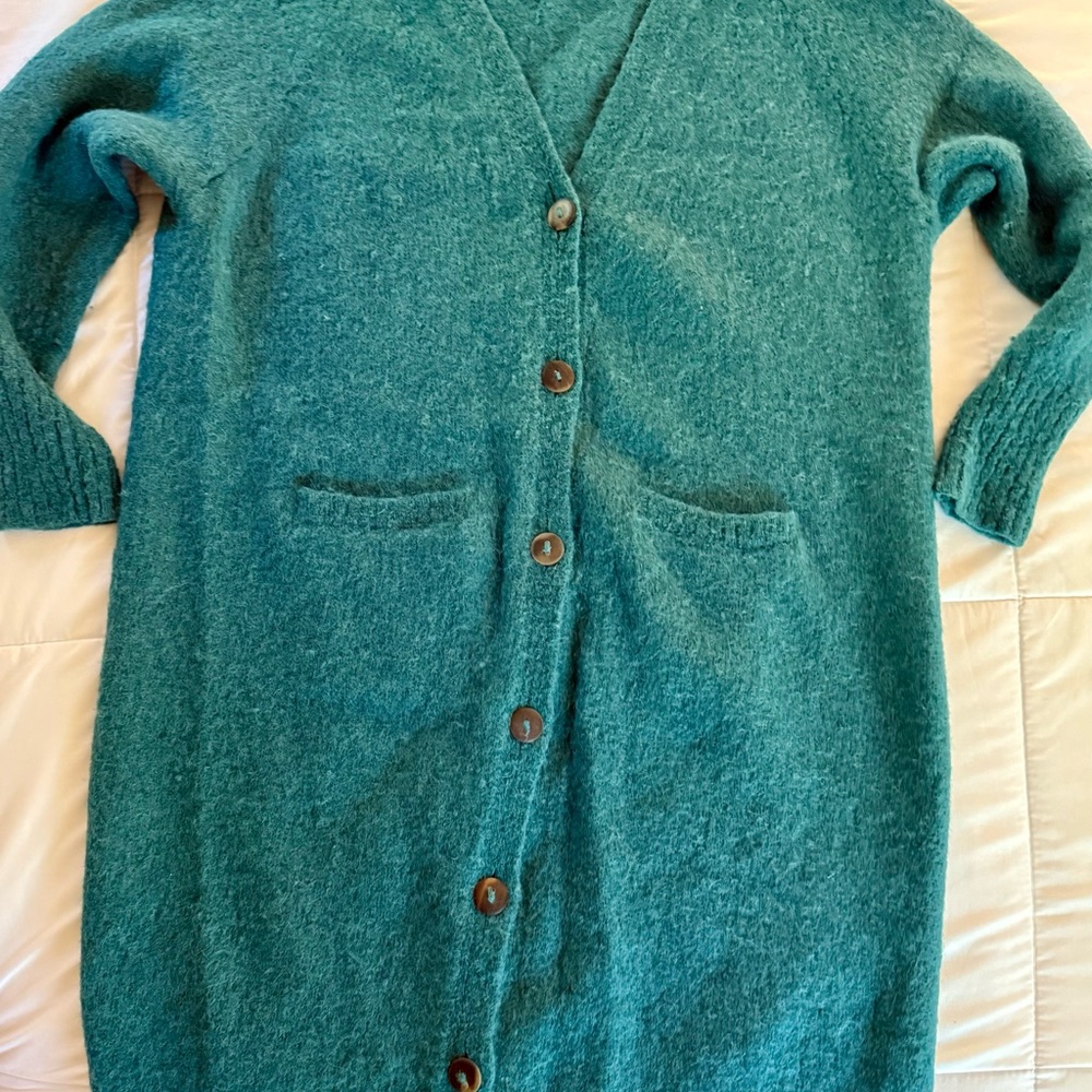 Misha And Puff Green Long Cardigan Sweater